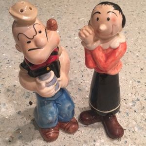 Adorable Popeye & Olive salt and pepper shakers. Never used. Ceramic.